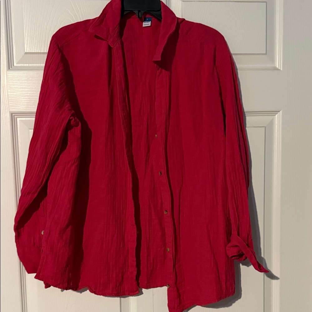 Old Navy Men's Casual Red Button-Down Shirt
